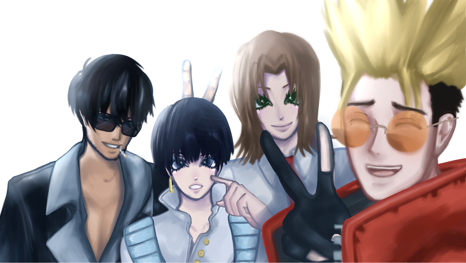Wolfwood, Meryl, Milly, Vash from TRIGUN STARGAZE